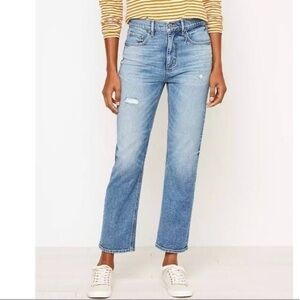 LOFT 26/2 jeans The Straight Crop Whisker wash 25” inseam Light Blue Denim